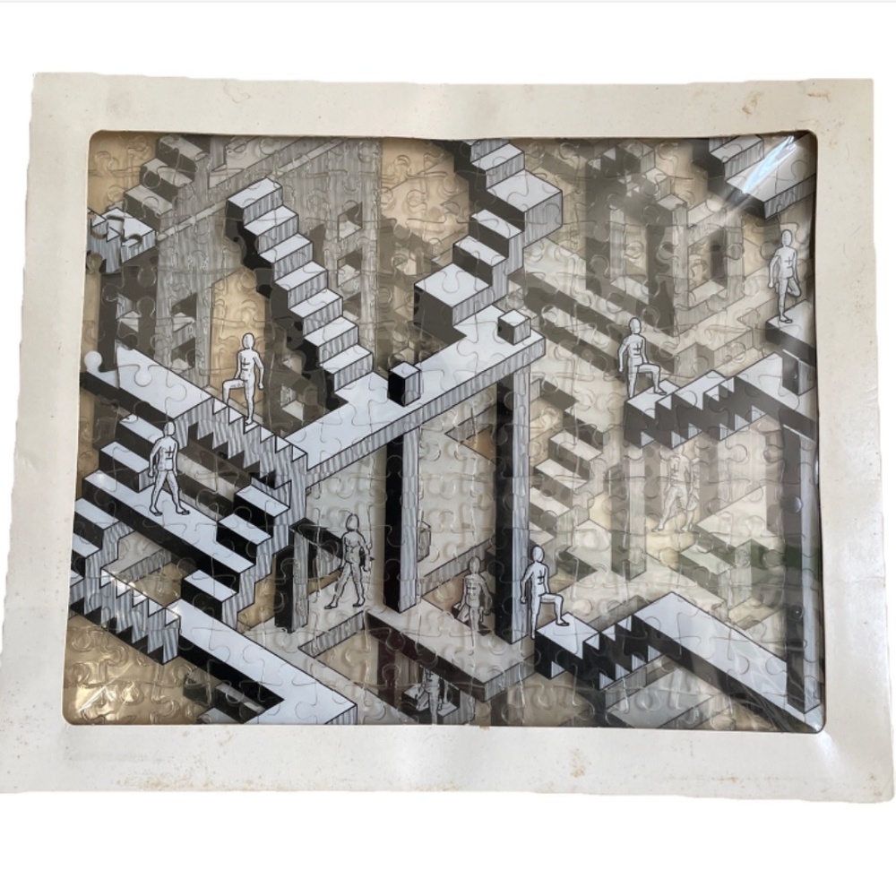 Vintage JB Smyth PARADOX 540 Piece 3D Puzzle 3 Layer MC Escher Style Stairs 1992